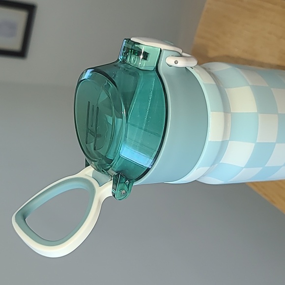 Blue and White Checkered Insulated Water Bottle - Picture 6 of 6